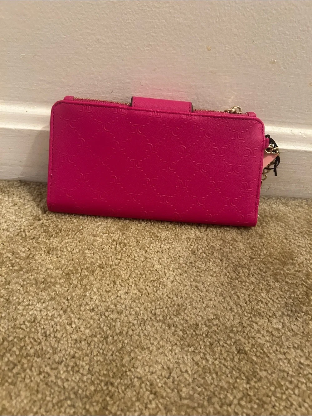 Juicy Couture Fuchsia Logo Wallet with Gold Charm